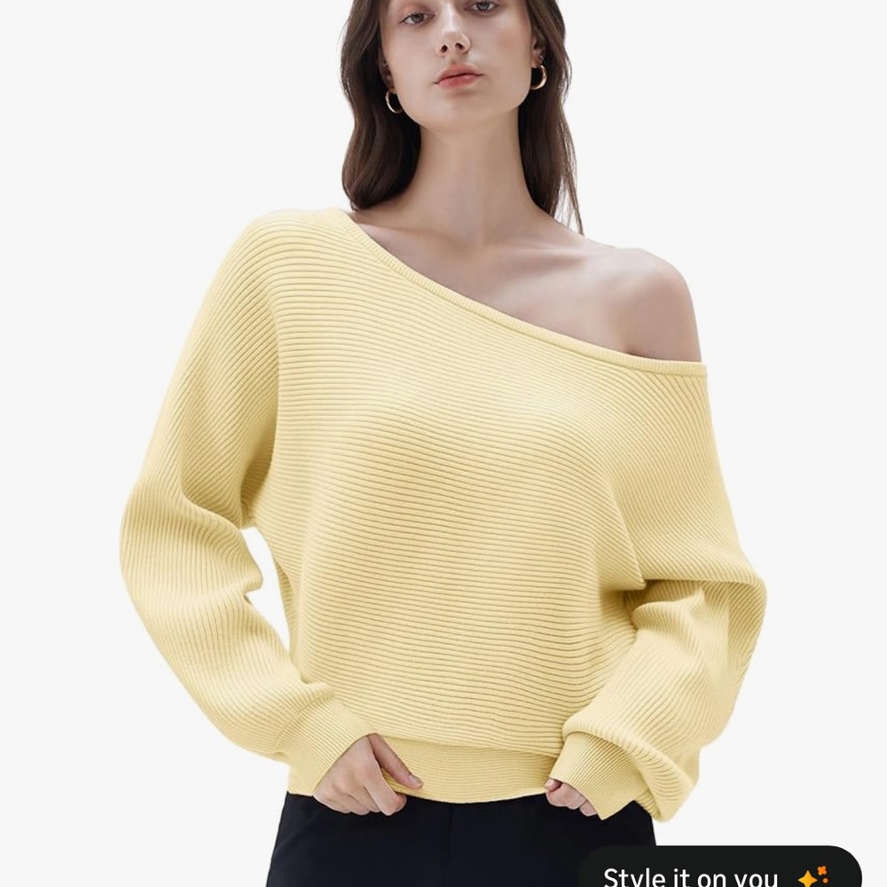 Women's Off-Shoulder Yellow Sweater